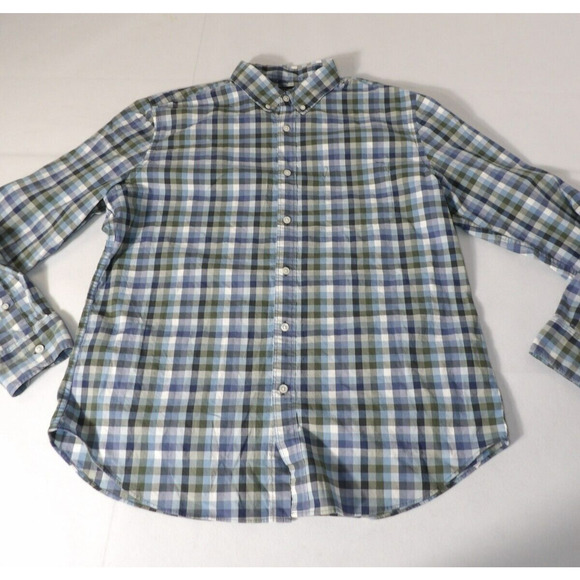 J Crew Mercantile Flex Shirt Mens XL Check Plaid Blue Long Sleeve Button Up - Picture 3 of 10